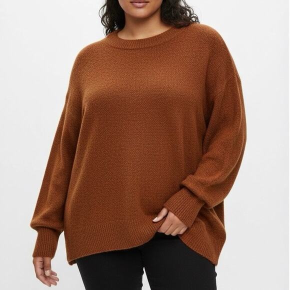 Ava & Viv Textured Knit Sweater Womens XL Brown V-Neck Cozy Fall Earthy Neutral - Picture 1 of 6